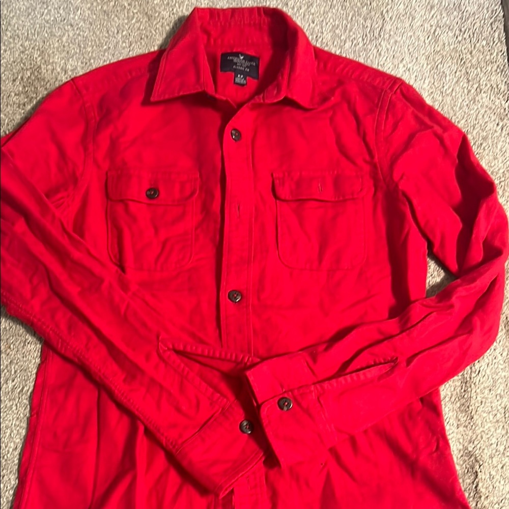 Men's Red Button-Up Jacket